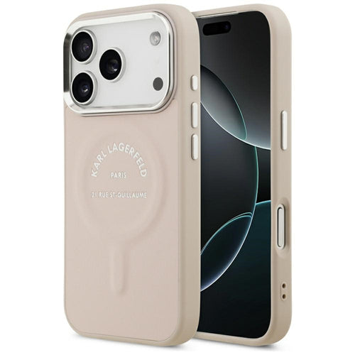 Karl Lagerfeld Embossed Open Ring RSG Logo MagSafe Case for iPhone 17 Pro Max / 18 Pro Max - Pink
