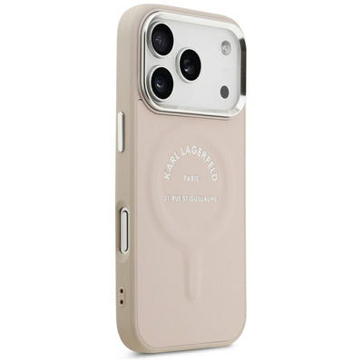 Karl Lagerfeld Embossed Open Ring RSG Logo MagSafe Case for iPhone 17 Pro Max / 18 Pro Max - Pink