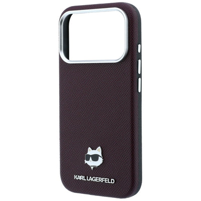 Karl Lagerfeld Grained Choupette Head Metal MagSafe case for iPhone 17 Pro / 18 Pro - burgundy