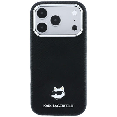 Karl Lagerfeld Grained Choupette Head Metal MagSafe Case for iPhone 17 Pro / 18 Pro - Black