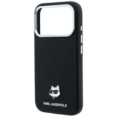 Karl Lagerfeld Grained Choupette Head Metal MagSafe Case for iPhone 17 Pro / 18 Pro - Black