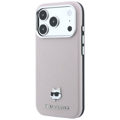 Karl Lagerfeld Grained Choupette Head Metal MagSafe Case for iPhone 17 Pro / 18 Pro - Pink