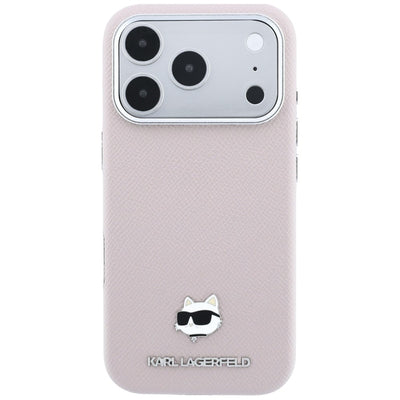Karl Lagerfeld Grained Choupette Head Metal MagSafe Case for iPhone 17 Pro / 18 Pro - Pink