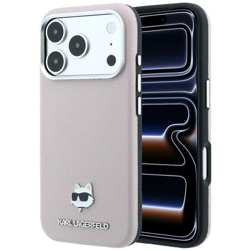 Karl Lagerfeld Grained Choupette Head Metal MagSafe Case for iPhone 17 Pro Max / 18 Pro Max - Pink