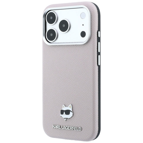 Karl Lagerfeld Grained Choupette Head Metal MagSafe Case for iPhone 17 Pro Max / 18 Pro Max - Pink
