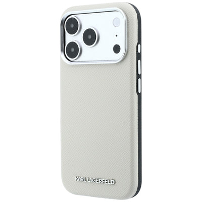 Karl Lagerfeld Grained Elongated Logo MagSafe Case for iPhone 17 Pro / 18 Pro - Beige
