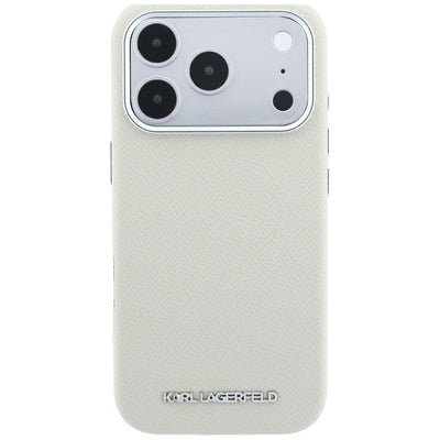 Karl Lagerfeld Grained Elongated Logo MagSafe Case for iPhone 17 Pro / 18 Pro - Beige