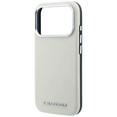 Karl Lagerfeld Grained Elongated Logo MagSafe Case for iPhone 17 Pro / 18 Pro - Beige