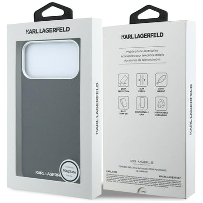 Karl Lagerfeld Grained Elongated Logo MagSafe Case for iPhone 17 Pro / 18 Pro - Black