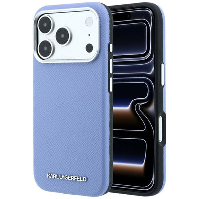 Karl Lagerfeld Grained Elongated Logo MagSafe Case for iPhone 17 Pro / 18 Pro - Blue