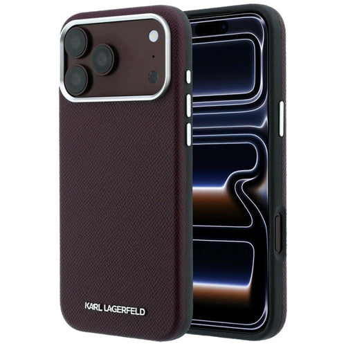 Karl Lagerfeld Grained Elongated Logo MagSafe case for iPhone 17 Pro Max / 18 Pro Max - burgundy