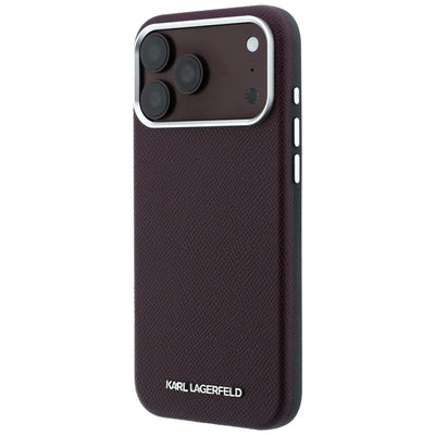 Karl Lagerfeld Grained Elongated Logo MagSafe case for iPhone 17 Pro Max / 18 Pro Max - burgundy