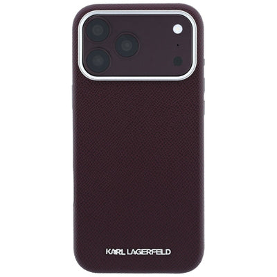 Karl Lagerfeld Grained Elongated Logo MagSafe case for iPhone 17 Pro Max / 18 Pro Max - burgundy