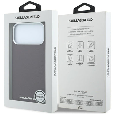 Karl Lagerfeld Grained Elongated Logo MagSafe case for iPhone 17 Pro Max / 18 Pro Max - burgundy