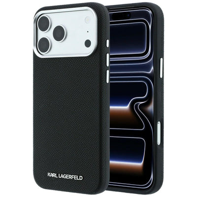 Karl Lagerfeld Grained Elongated Logo MagSafe Case for iPhone 17 Pro Max / 18 Pro Max - Black