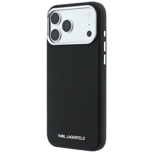 Karl Lagerfeld Grained Elongated Logo MagSafe Case for iPhone 17 Pro Max / 18 Pro Max - Black