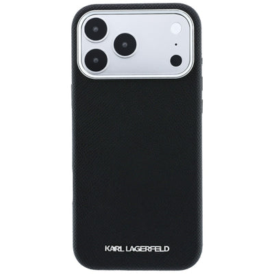Karl Lagerfeld Grained Elongated Logo MagSafe Case for iPhone 17 Pro Max / 18 Pro Max - Black