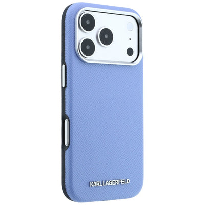 Karl Lagerfeld Grained Elongated Logo MagSafe Case for iPhone 17 Pro Max / 18 Pro Max - Blue