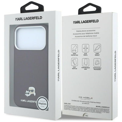 Karl Lagerfeld Grained Choupette Head Metal MagSafe case for iPhone 18 Pro Max - burgundy