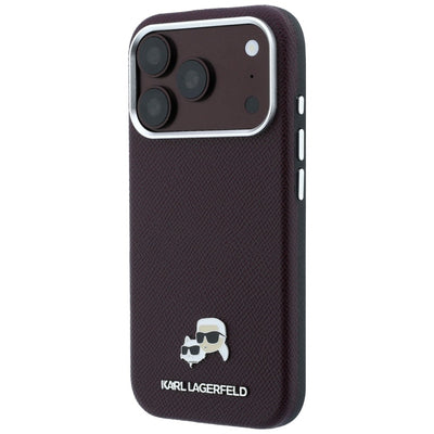 Karl Lagerfeld Grained Choupette Head Metal MagSafe case for iPhone 18 Pro Max - burgundy