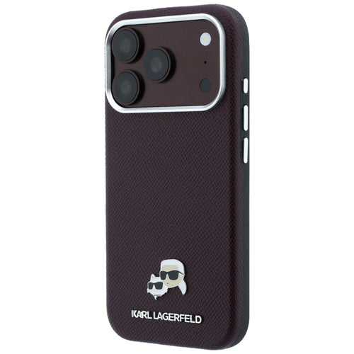 Karl Lagerfeld Grained Choupette Head Metal MagSafe case for iPhone 18 Pro Max - burgundy