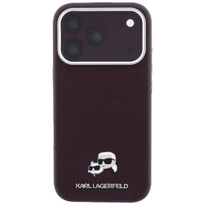 Karl Lagerfeld Grained Choupette Head Metal MagSafe case for iPhone 18 Pro Max - burgundy