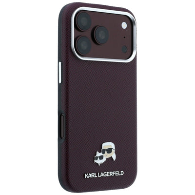 Karl Lagerfeld Grained Choupette Head Metal MagSafe case for iPhone 18 Pro Max - burgundy