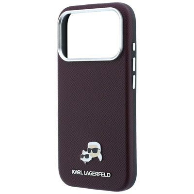 Karl Lagerfeld Grained Choupette Head Metal MagSafe case for iPhone 18 Pro Max - burgundy