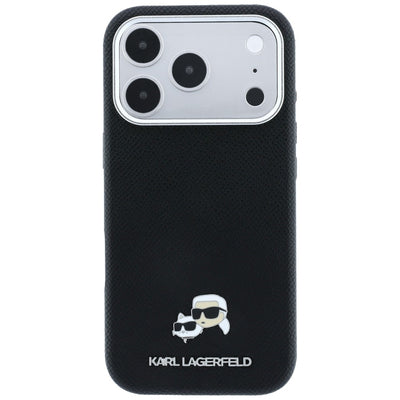 Karl Lagerfeld Grained Heads Metal MagSafe Case for iPhone 17 Pro Max / 18 Pro Max - Black