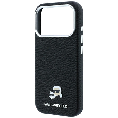 Karl Lagerfeld Grained Heads Metal MagSafe Case for iPhone 17 Pro Max / 18 Pro Max - Black