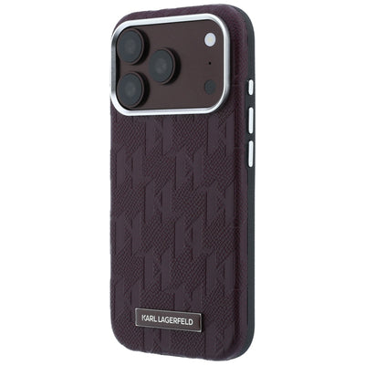 Karl Lagerfeld Grained Mono Resin Logo MagSafe Case for iPhone 17 Pro / 18 Pro - Burgundy