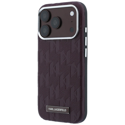 Karl Lagerfeld Grained Mono Resin Logo MagSafe Case for iPhone 17 Pro / 18 Pro - Burgundy
