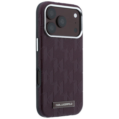 Karl Lagerfeld Grained Mono Resin Logo MagSafe Case for iPhone 17 Pro / 18 Pro - Burgundy