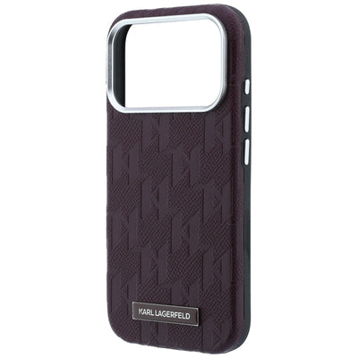 Karl Lagerfeld Grained Mono Resin Logo MagSafe Case for iPhone 17 Pro / 18 Pro - Burgundy