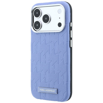 Karl Lagerfeld Grained Mono Resin Logo MagSafe Case for iPhone 17 Pro / 18 Pro - Light Blue