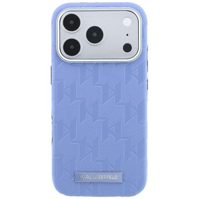 Karl Lagerfeld Grained Mono Resin Logo MagSafe Case for iPhone 17 Pro / 18 Pro - Light Blue
