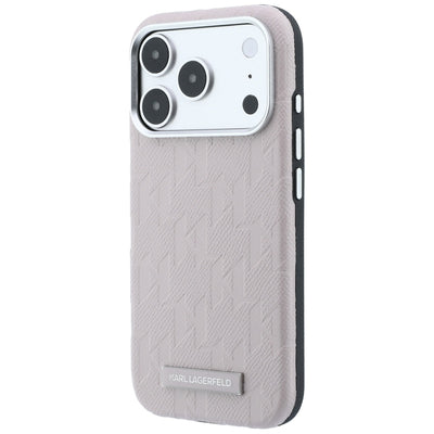 Karl Lagerfeld Grained Mono Resin Logo MagSafe Case for iPhone 17 Pro / 18 Pro - Pink