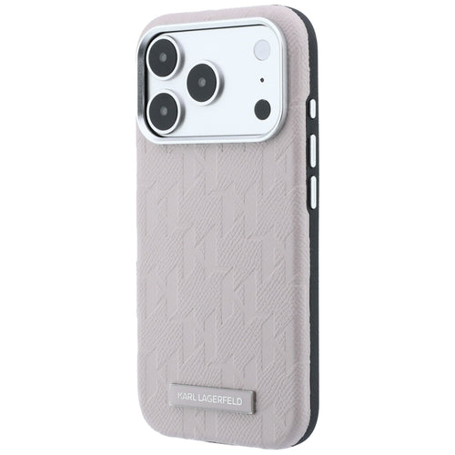 Karl Lagerfeld Grained Mono Resin Logo MagSafe Case for iPhone 17 Pro / 18 Pro - Pink