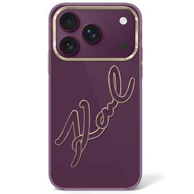Karl Lagerfeld IML Big Signature Resin Metal Frame Case for iPhone 17 Pro Max / 18 Pro Max - Burgundy