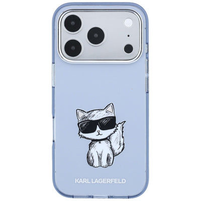 Karl Lagerfeld IML Choupette Body Sketch Print MagSafe Case for iPhone 17 Pro / 18 Pro - Light Blue