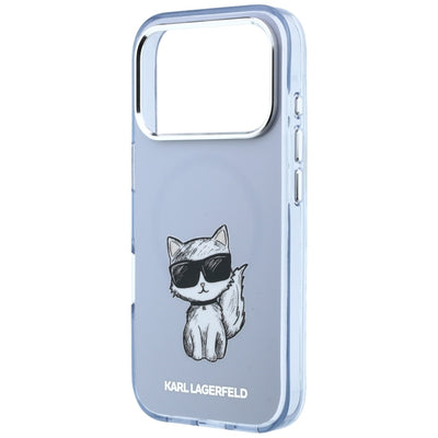 Karl Lagerfeld IML Choupette Body Sketch Print MagSafe Case for iPhone 17 Pro / 18 Pro - Light Blue