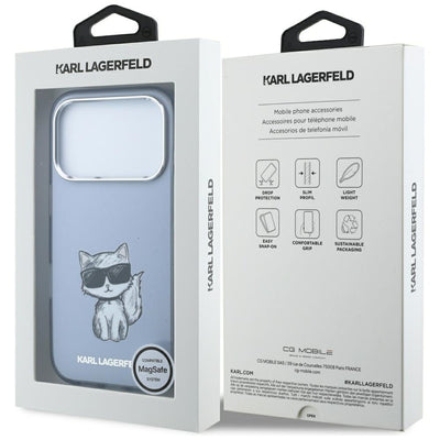 Karl Lagerfeld IML Choupette Body Sketch Print MagSafe Case for iPhone 17 Pro / 18 Pro - Light Blue