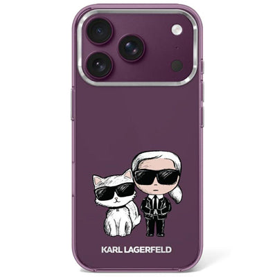 Karl Lagerfeld IML Karl&amp;Choupette Bodies Sketch Print MagSafe case for iPhone 17 Pro / 18 Pro - burgundy