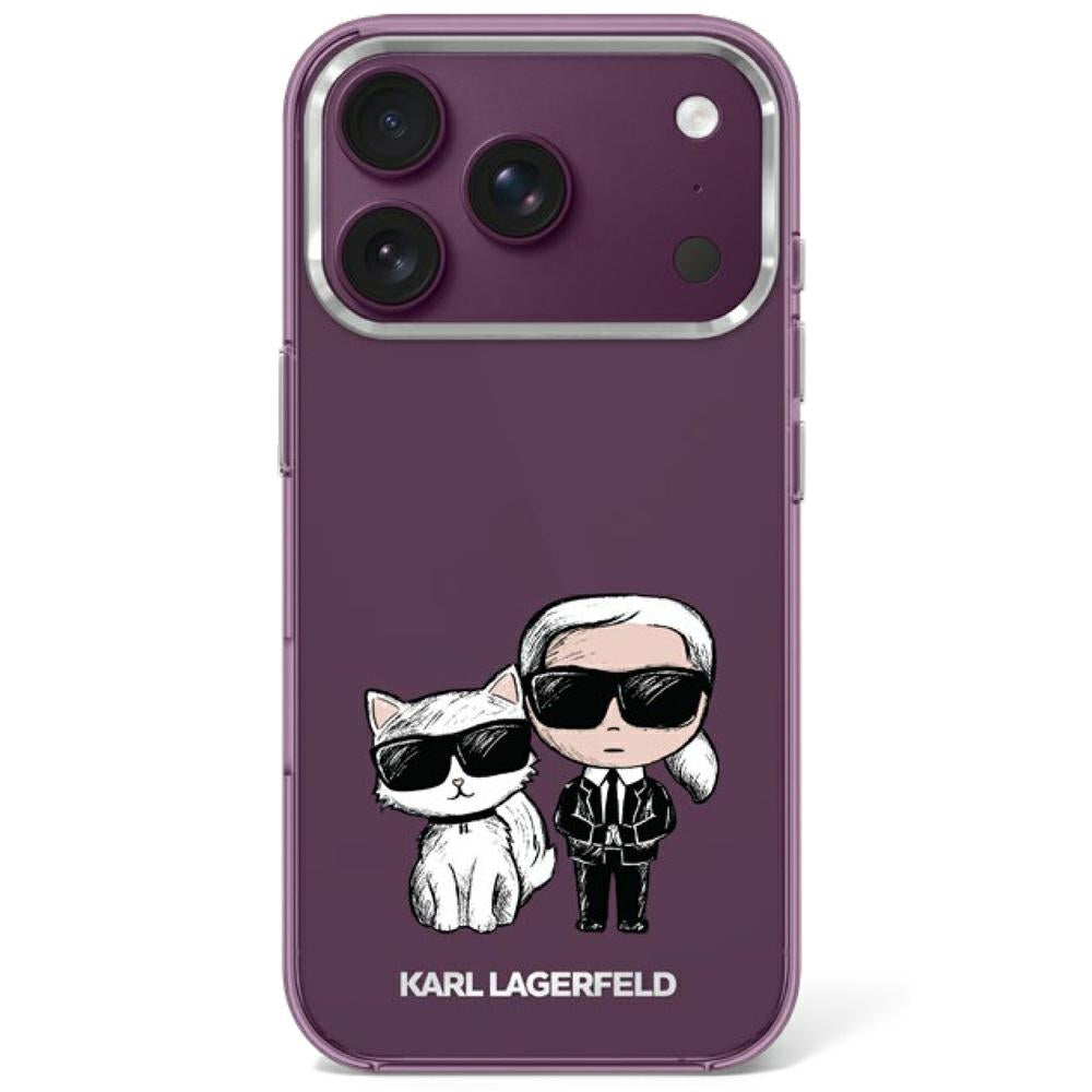 Karl Lagerfeld IML Karl&amp;Choupette Bodies Sketch Print MagSafe case for iPhone 17 Pro / 18 Pro - burgundy
