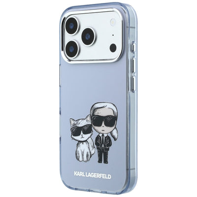 Karl Lagerfeld IML Karl&amp;Choupette Bodies Sketch Print MagSafe case for iPhone 17 Pro / 18 Pro - light blue