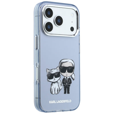 Karl Lagerfeld IML Karl&amp;Choupette Bodies Sketch Print MagSafe case for iPhone 17 Pro / 18 Pro - light blue