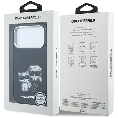 Karl Lagerfeld IML Karl&amp;Choupette Bodies Sketch Print MagSafe Case for iPhone 17 Pro Max / 18 Pro Max - Black