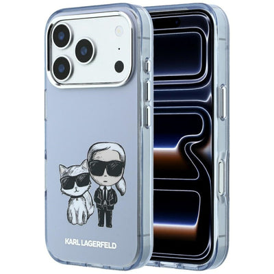 Karl Lagerfeld IML Karl&amp;Choupette Bodies Sketch Print MagSafe case for iPhone 17 Pro Max / 18 Pro Max - light blue