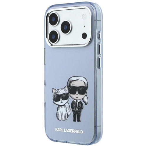 Karl Lagerfeld IML Karl&amp;Choupette Bodies Sketch Print MagSafe case for iPhone 17 Pro Max / 18 Pro Max - light blue