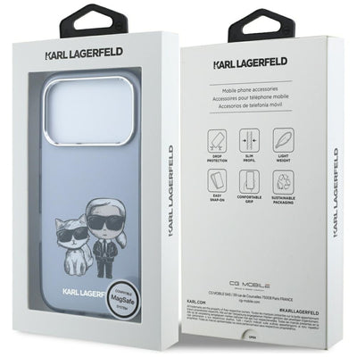 Karl Lagerfeld IML Karl&amp;Choupette Bodies Sketch Print MagSafe case for iPhone 17 Pro Max / 18 Pro Max - light blue
